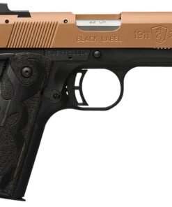 Browning Arms 1911 Black Label Pistol 051896490, 22 LR, 3.63", Black Laminate Wood Grips, Matte Black Finish, Copper Cerakote Slide, 10 Rds