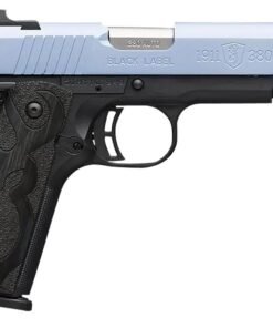 Browning Arms 1911 Black Label Pistol 051989492, 380 ACP, 3.63", Black Laminate Wood Grips, Polar Blue Cerakote Slide, 10 Rds